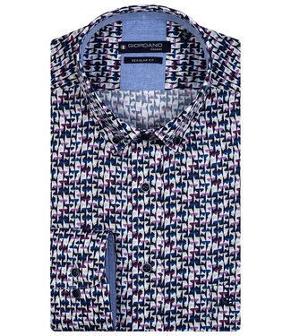 Giordano Regular Fit heren overhemd donkerblauw paars grafische print