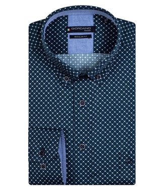 Giordano Regular Fit heren overhemd donkerblauw donkergroen grafische print