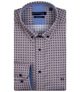 Giordano Regular Fit heren overhemd donkerblauw brique grafische print