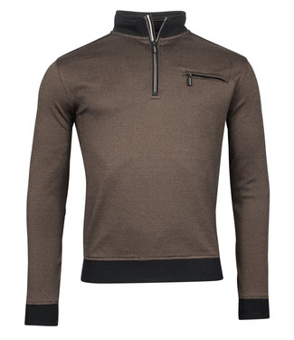 Baileys heren sweater ritje bruin donkerbruin structuur