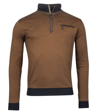 Baileys heren sweater ritje okergeel bruin structuur