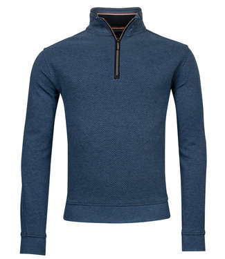 heren sweater kobaltblauw jeans blue met ritsje