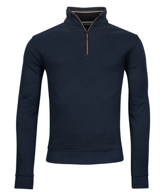 heren sweater donkerblauw navy met ritsje