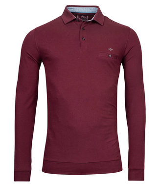 Baileys polo lange mouw bordeaux rood katoen stretch