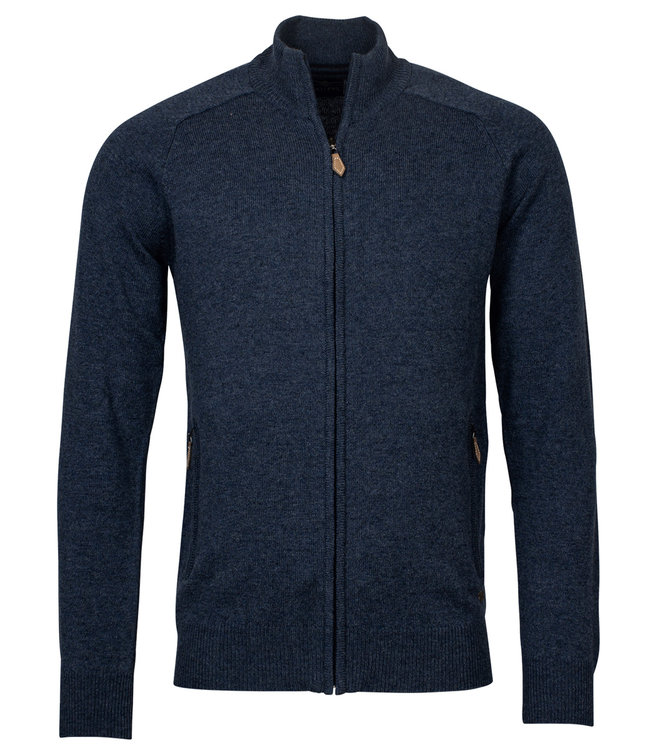 320096-60 heren vest donkerblauw rits en zakken lamswol