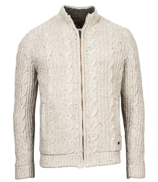 ecru beige gevoerd kabel vest ritsen