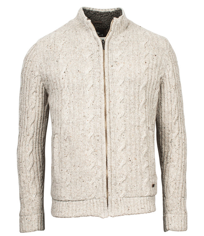 222177-838 ecru beige gevoerd kabel vest ritsen