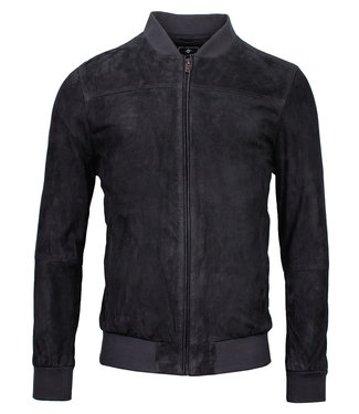 Baileys donkerblauw luxe heren bomber jack met rits geiten leer