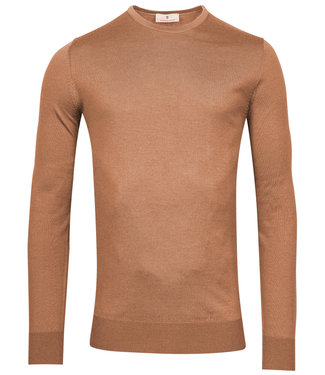 Thomas Maine heren beige caramel melange ronde hals trui