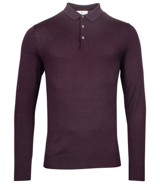 Thomas Maine heren polo lange mouw donker aubergine