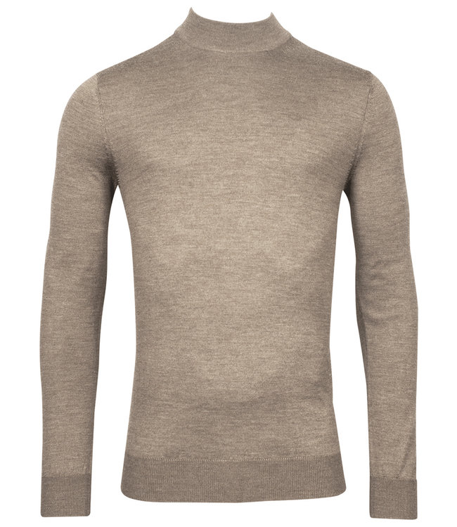 Thomas Maine 2286TM100-18 heren beige bruin melange turtle trui merino wol
