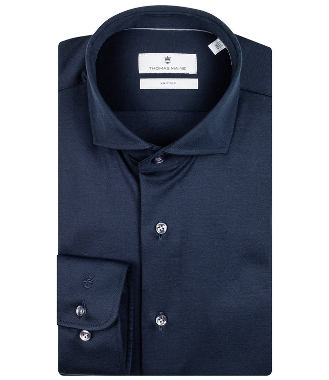 Thomas Maine 227758-60 heren overhemd donkerblauw roma 1knoops wide spread