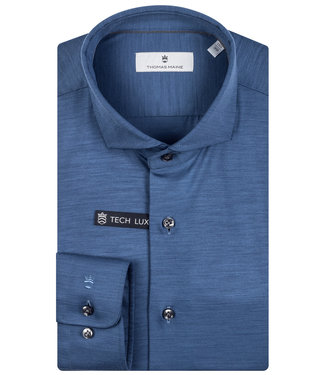 Thomas Maine overhemd blauw blue variant wol jersey