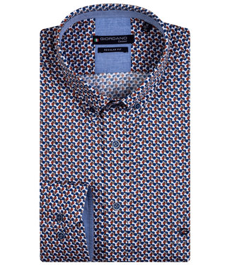 heren overhemd donkerblauw rood fietsen print