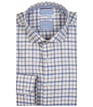 Giordano Tailored heren overhemd modern fit blauw grijs flannel ruitje