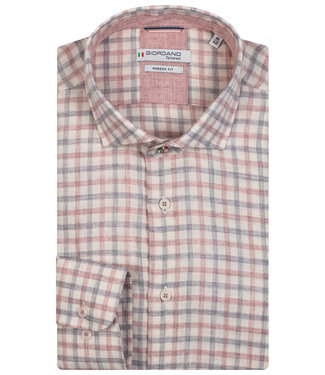 Giordano Tailored heren overhemd modern fit blauw roze flannel ruitje