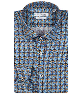 Giordano Tailored heren overhemd blauw brique tulpen print