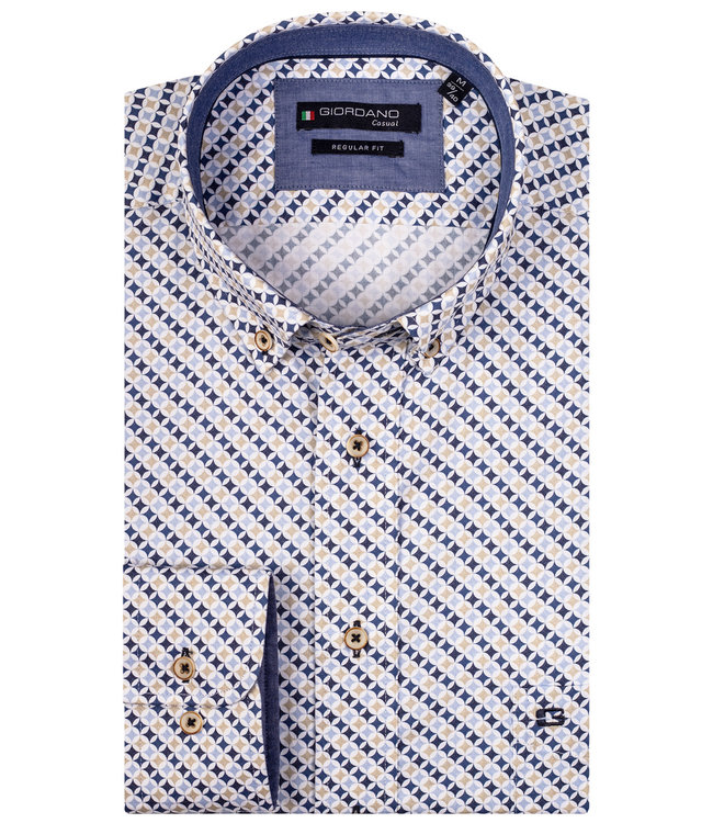 207039-60 wit blauw-camel grafische 3D print