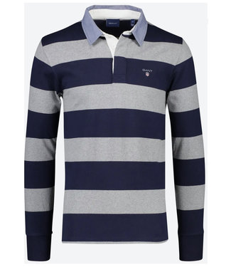 Gant grijs melange-donkerblauw heren rugby shirt sweater