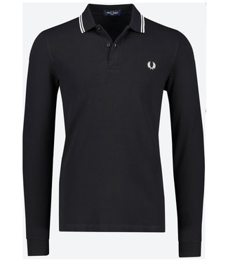 Fred Perry Twin Tipped polo lange mouw zwart met wit logo