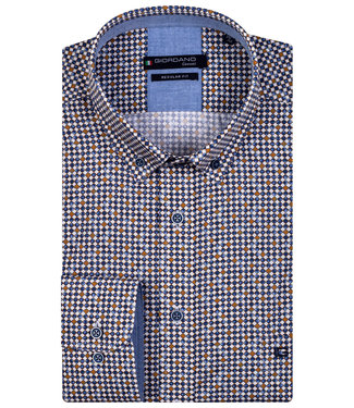 heren overhemd wit blauw brique grafische print
