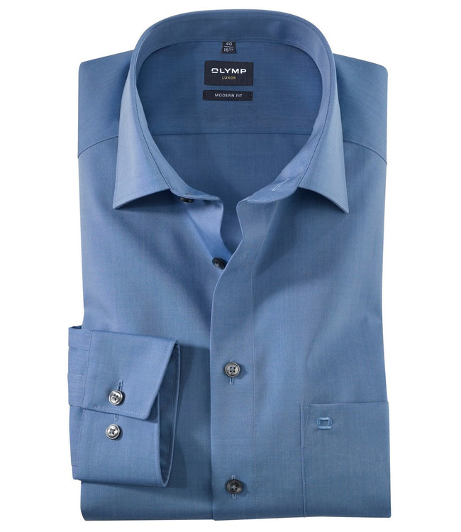 Olymp 0304 64 15 strijkvrij heren overhemd blauw 1knoops new kent