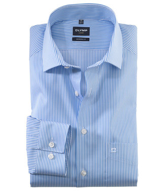 Olymp strijkvrij overhemd lichtblauw-wit streepje