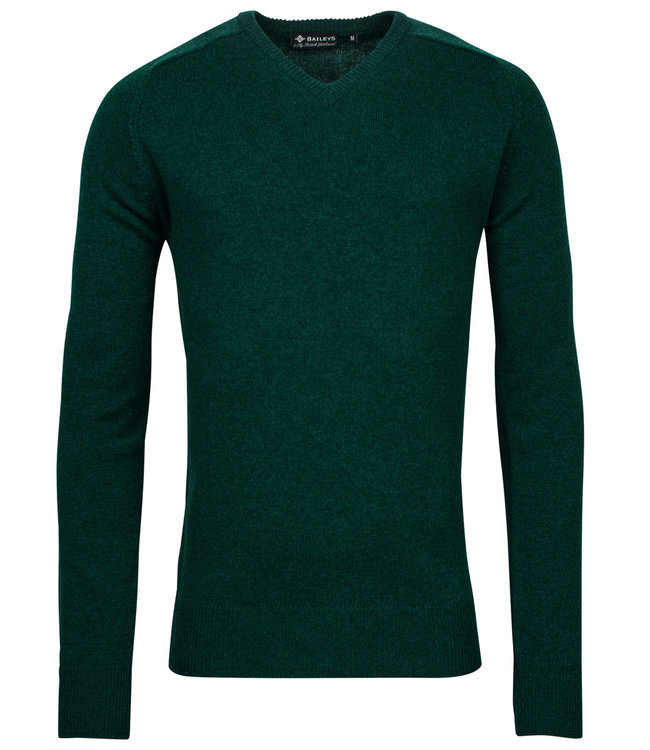 220011-112 flessengroen v-hals heren trui 100 procent Scottish Lamswol