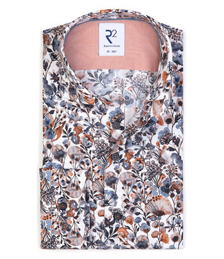 wit brique bruin donkerblauw bloemen print
