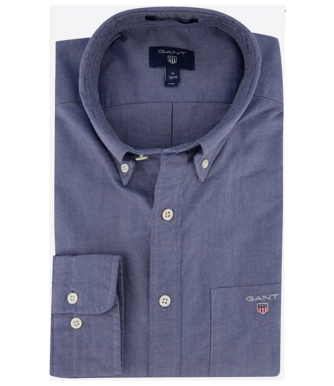 Gant heren overhemd blauw oxford uni