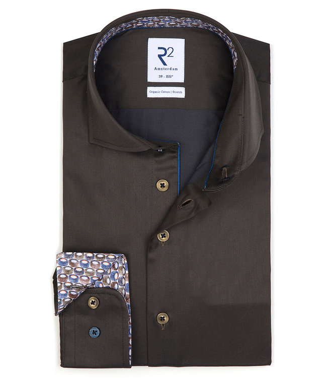 119.WSP.004/070 heren overhemd donkergroen 1knoops wide spread