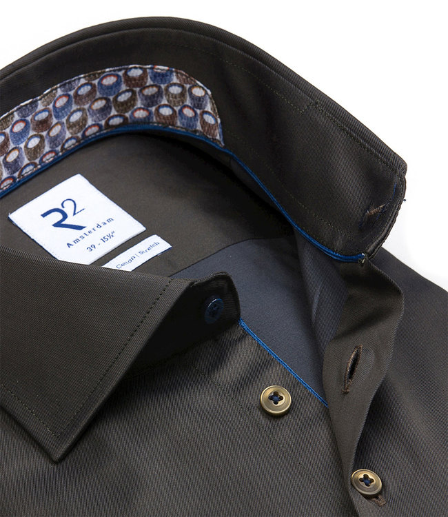 119.WSP.004/070 heren overhemd donkergroen 1knoops wide spread