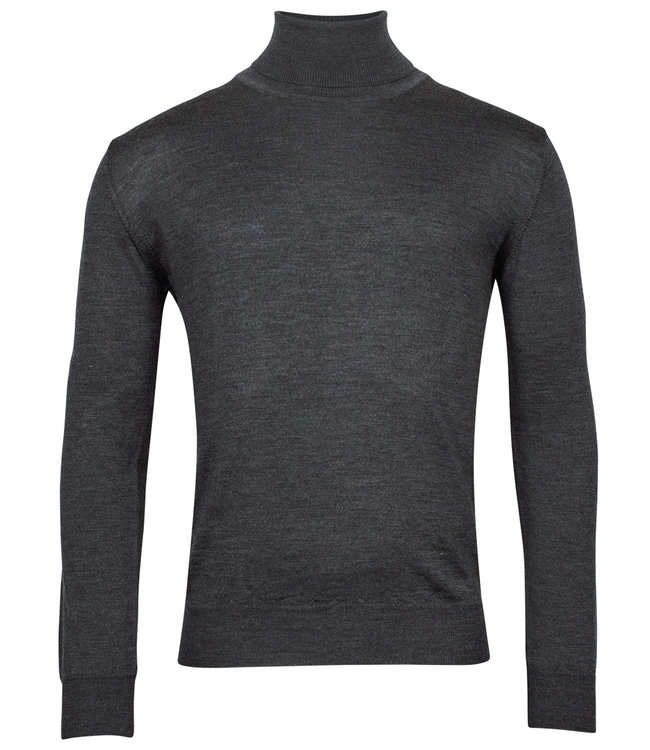 220069-239 heren coltrui high neck pullover antraciet grijs merino wol