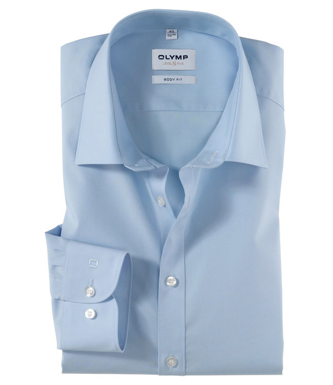 Olymp 6090 64 10 olymp overhemd lichtblauw katoen stretch body fit
