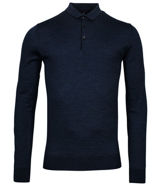 Baileys polo lange mouw donkerblauw merino wol