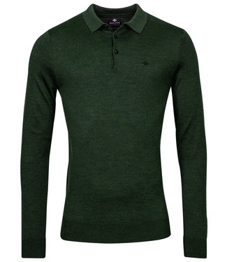 Baileys polo lange mouw donkergroen groen merino wol