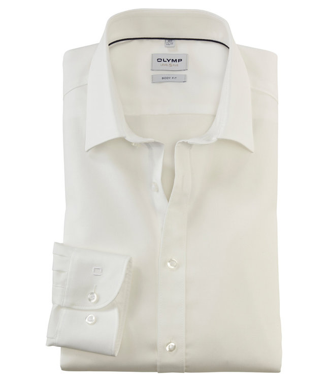 Olymp 0763 64 20  olymp overhemd ecru twill katoen stretch body fit