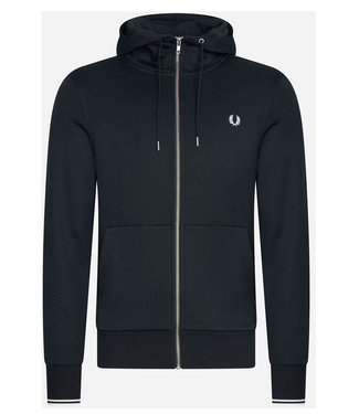 Fred Perry heren sweat vest zwart met rits capuchon zakken