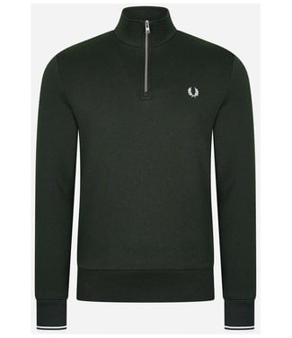 Fred Perry heren sweater zipper met ritsje donkergroen