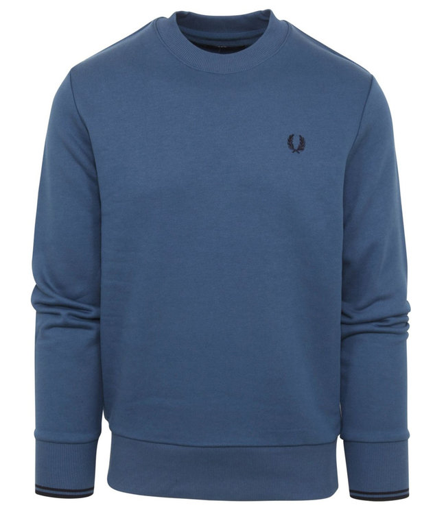 Fred Perry M7535 963 Fred Perry ronde hals sweater blauw midnight blue crew neck sweatshirt