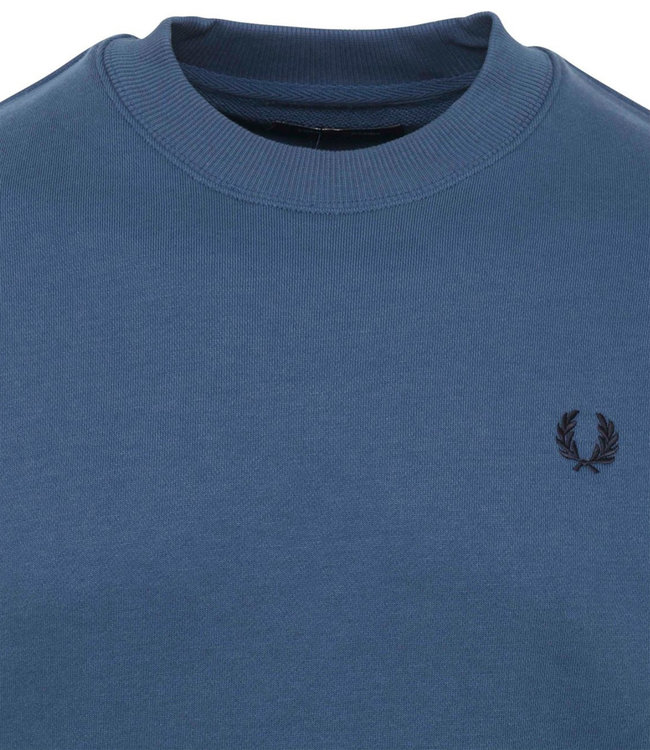 Fred Perry M7535 963 Fred Perry ronde hals sweater blauw midnight blue crew neck sweatshirt