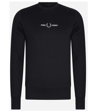 Fred Perry heren sweater ronde hals zwart fred perry logo