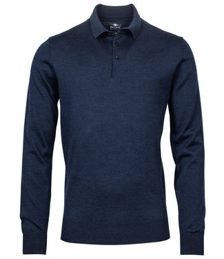 Baileys polo lange mouw blauw merino wol