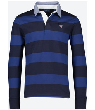 Gant kobaltblauw-donkerblauw heren rugby shirt sweater