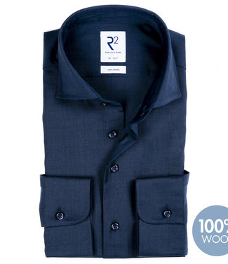 overhemd donkerblauw 1knoops wide spread