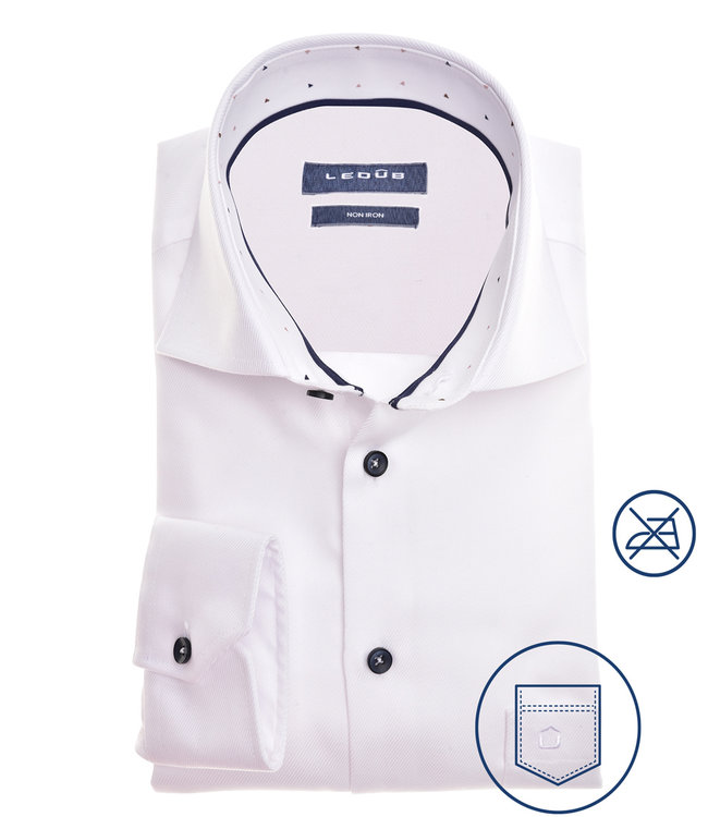 0141360 910-910 strijkvrij overhemd wit katoen 1knoops wide spread