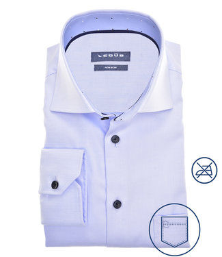 Ledub overhemd modern fit lichtblauw strijkvrij katoen