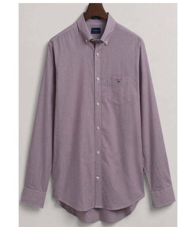 Gant 2022 3063000 604 Gant heren bordeaux rood wit  fijn streepje lange mouw