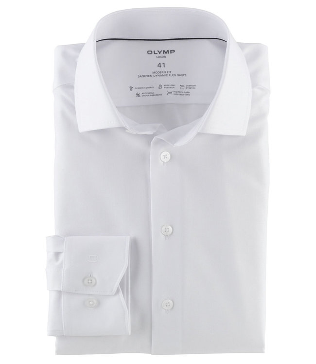 Olymp 1230 24 00 olymp strijkvrij overhemd wit stretch