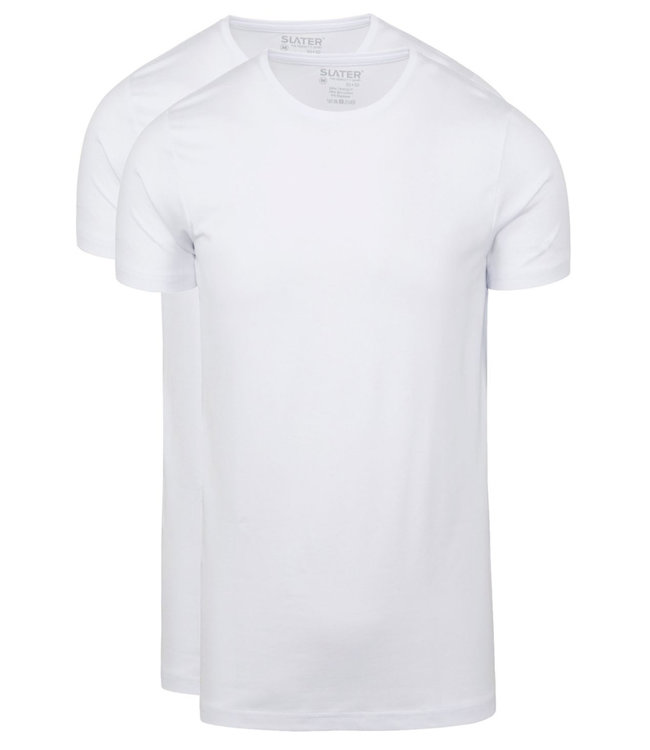 Slater 2022 8100 wit Slater heren t-shirts 2-pack ronde hals stretch